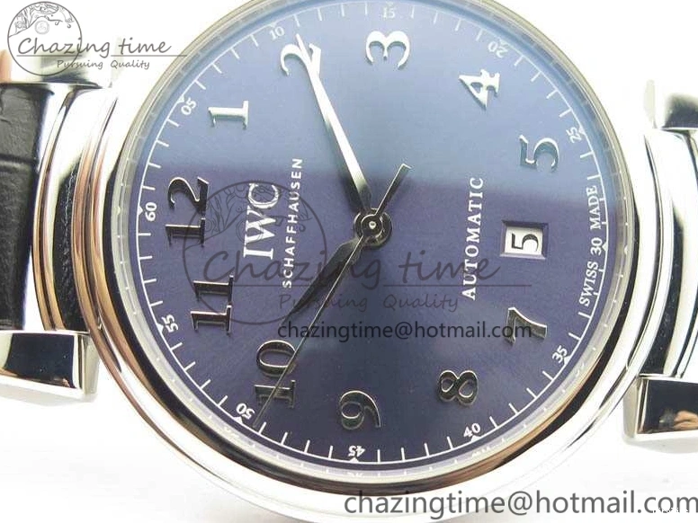 MIROTIME 0209 Da Vinci IW356601 SS TW 1:1 Best Edition Blue Dial On Black Leather Strap A Durable 7239